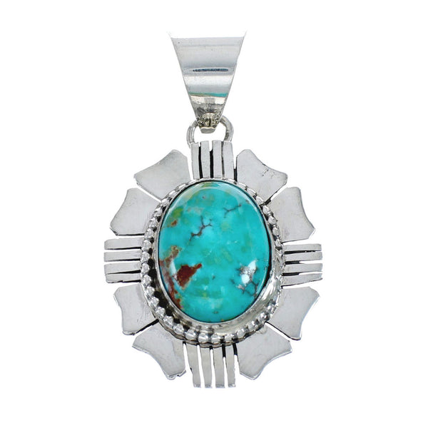 Native American Turquoise Genuine Sterling Silver Pendant AX127931